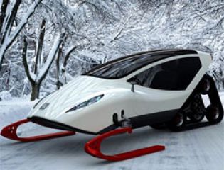 Концепт необычного электрического одноместного снегохода